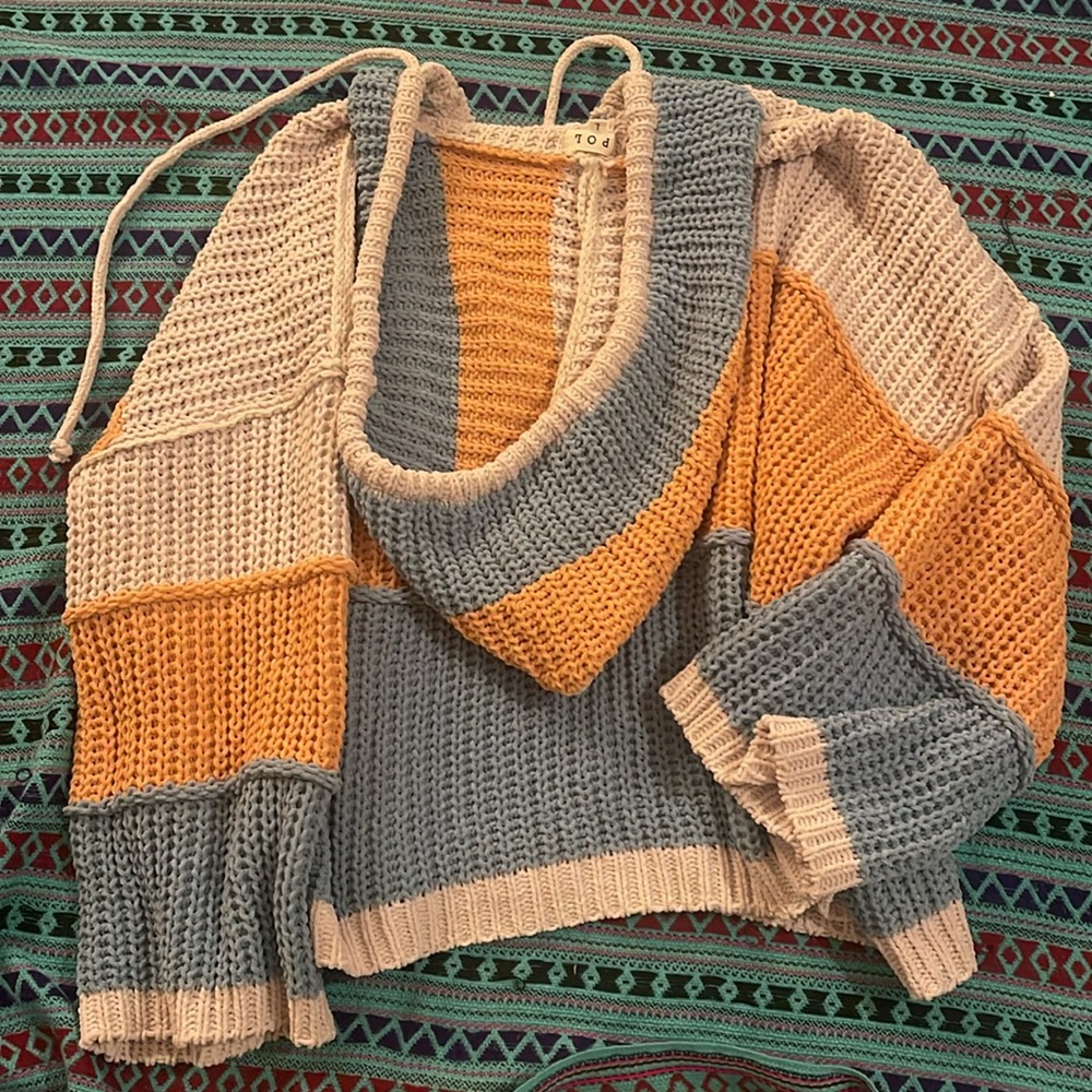NWOT ✨ POL Rugby Hooded Sweater L OVERSIZED SOFT the snuggle is real 🤗 - Picture 5 of 9